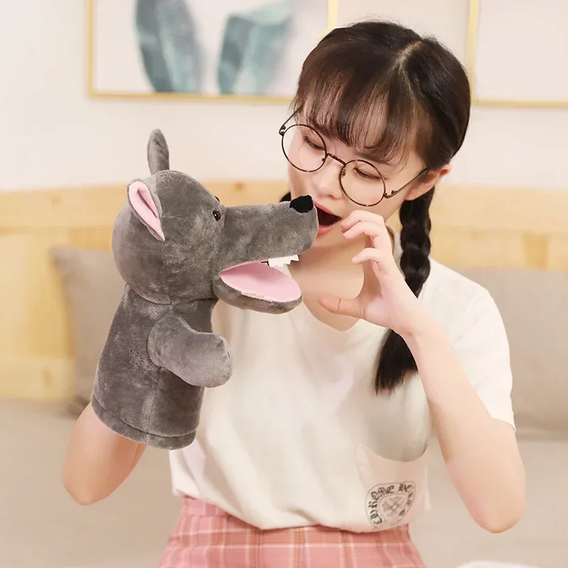 Animal Plush Hand Puppets  Kids  Soft Toy Big Grey Wolf Shape Pretend Playing Dolls Gift For Children Gift