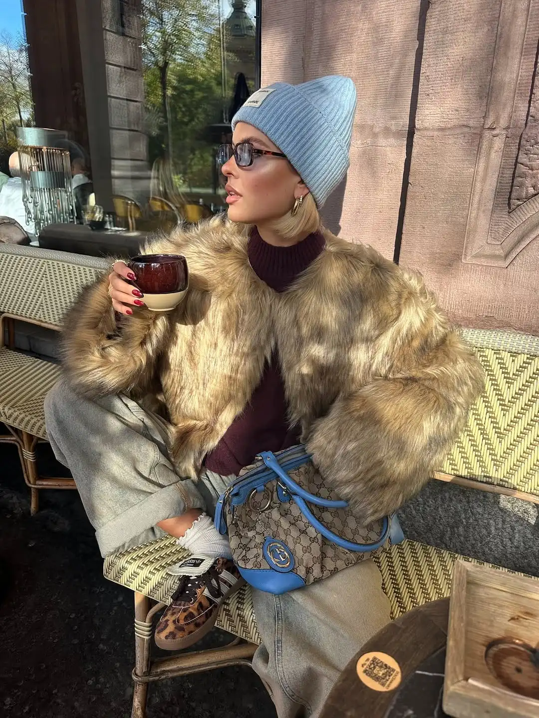 سترة نسائية من الفرو الصناعي من القطيفة برقبة دائرية وأكمام طويلة سترات قصيرة فضفاضة منفوشة للنساء ملابس خارجية للشتاء للتنقل اليومي في الشارع #2