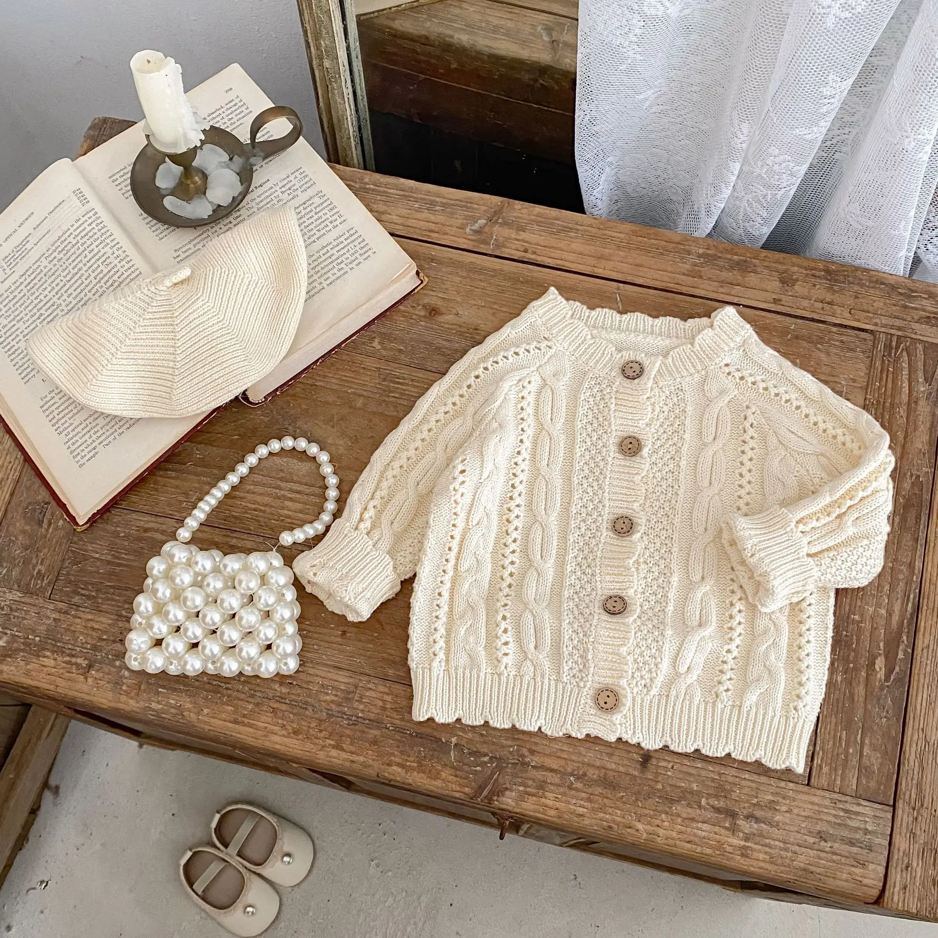 

2025 New Autumn Clothes Boys and Girls Fried Dough Twists Knitting Knitting Coat Fashion Children Cardigan Sweater