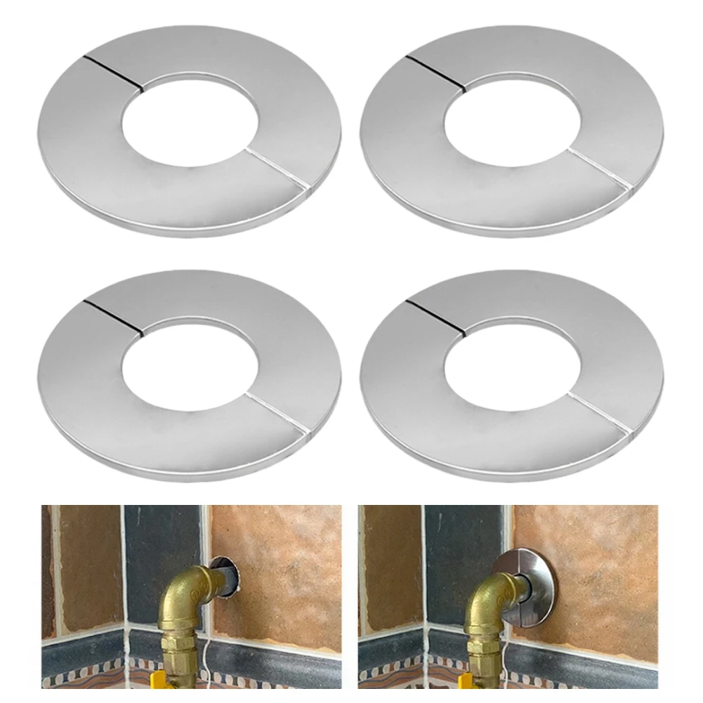 

4Pcs Self-adhesive Detachable Decorative Cover Stainless Steel Decorative Cover Water Pipe Wall Hole Cover Bathroom Accessories