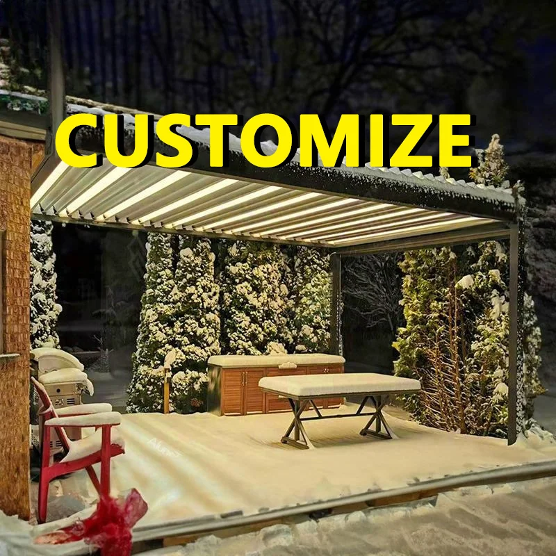 

Any Size Custom Courtyard Leisure Gazebo Transparent Glass Aluminum Frame Yard Enclosed Lamp Decorated Four Season Sight Rest Ve