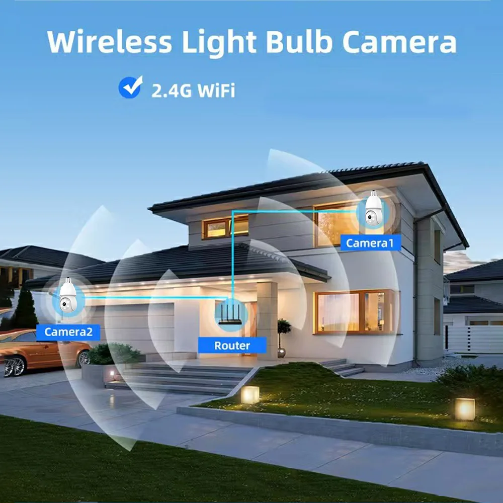 2MP E27 لمبة واي فاي كاميرا شبكة مراقبة الأمن حماية AI كشف الحركة البشرية كامل اللون للرؤية الليلية كاميرا مراقبة فيديو منزلية #4