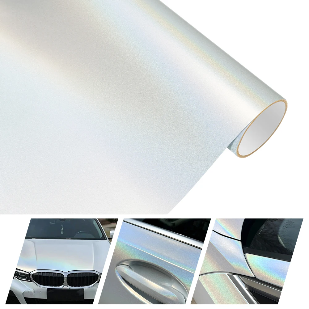

Motorcycle Auto Accessories Vinyl Film Packaging Iridecence Laser White Matte Body Protection Waterproof Decorative Stickers