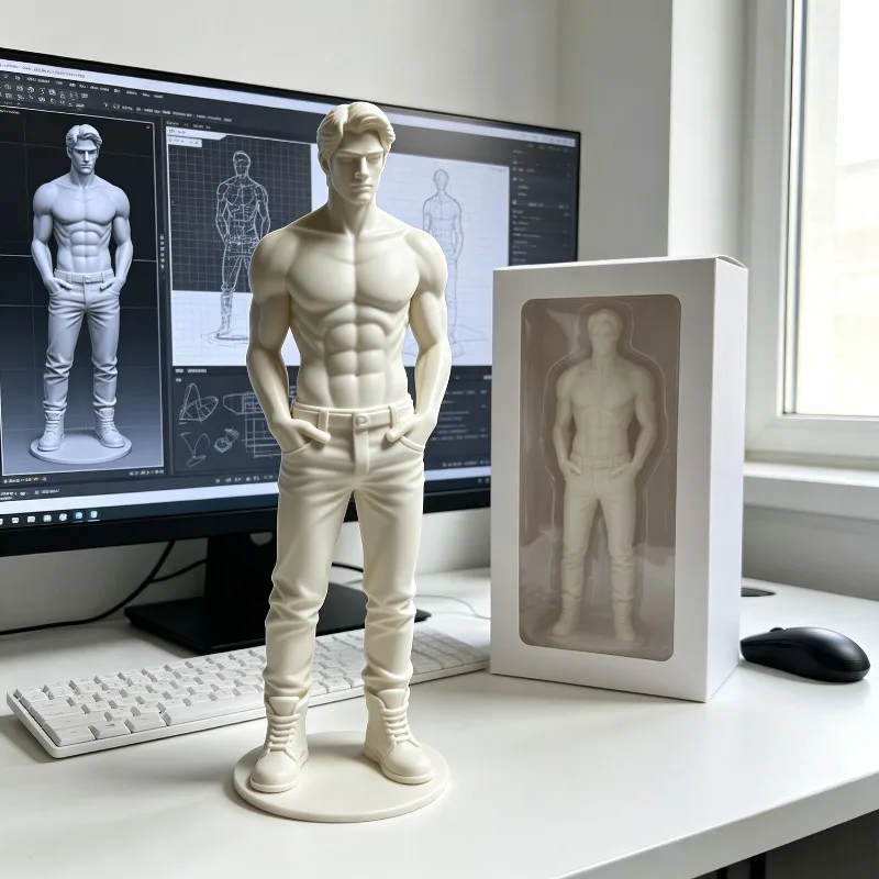3D printed desktop ornament abdominal muscles customized sculpture for men minimalist room integrated three-dimensional statue