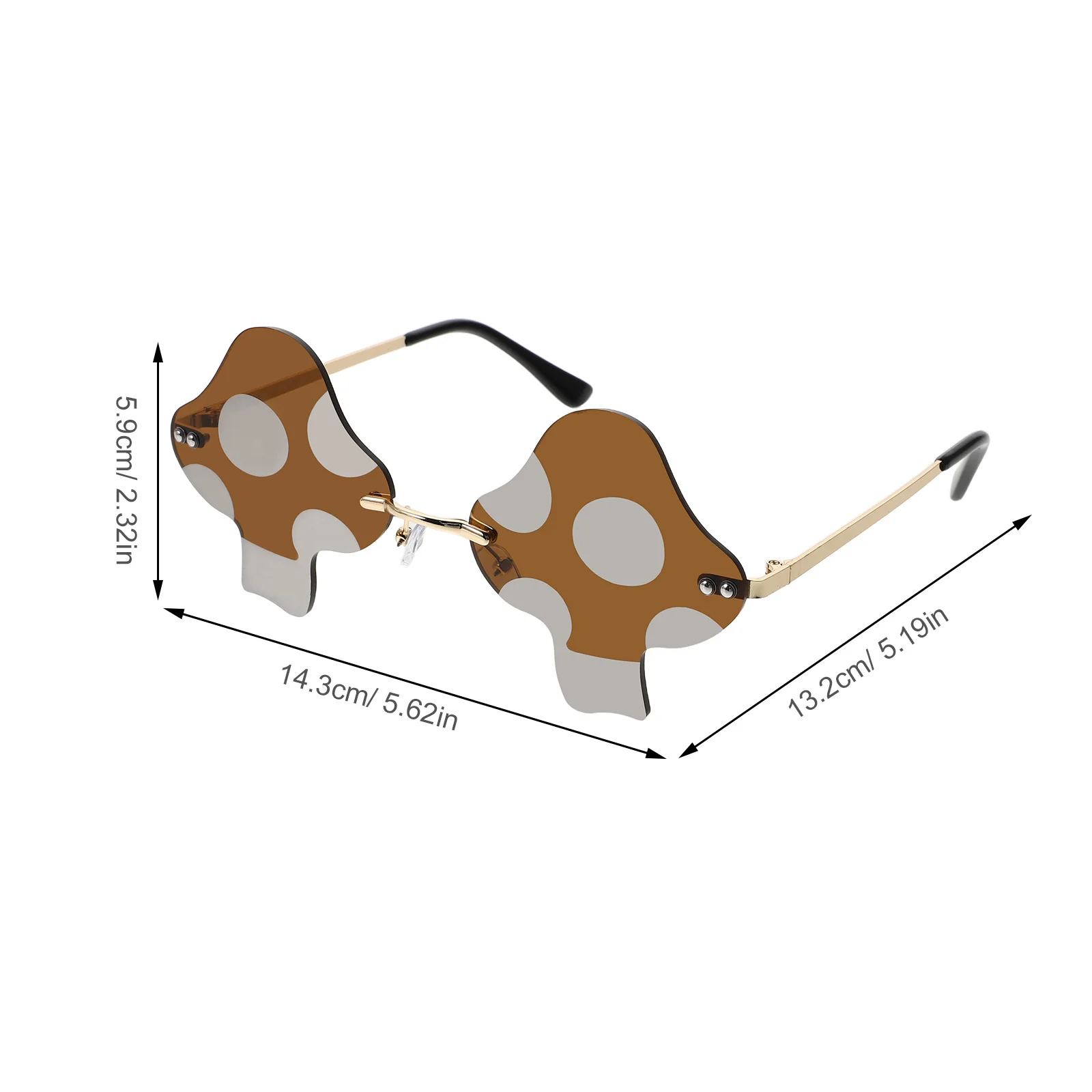 2Pcs Creative Sunglasses Mushroom Design Frameless Retro Shades for Uv Protection Lightweight Fun Party Festival Beach Wear
