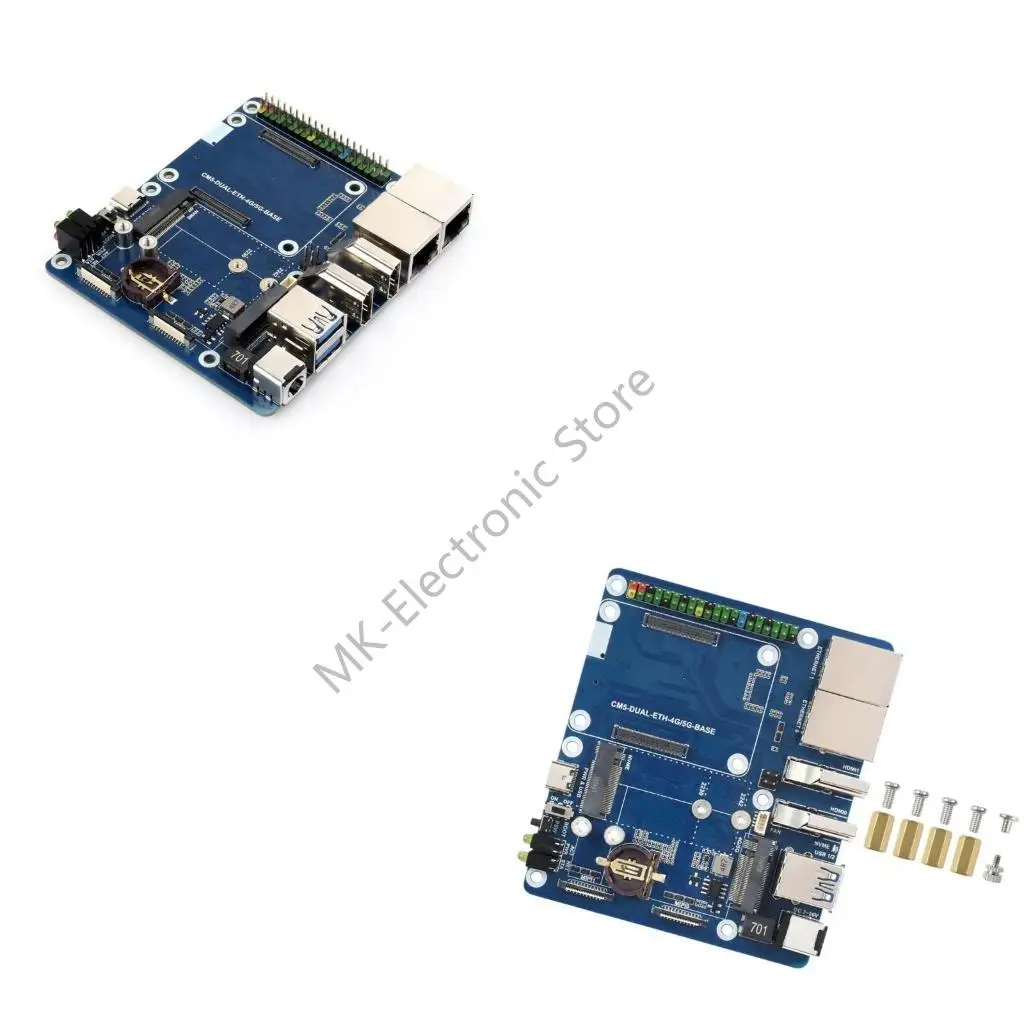 

R2LF For Compute Module 5 Gigabit/2.5G Double Ethernet Expansion Board 4G USB3.0 M.2 NVMe Easy Installation Accessories