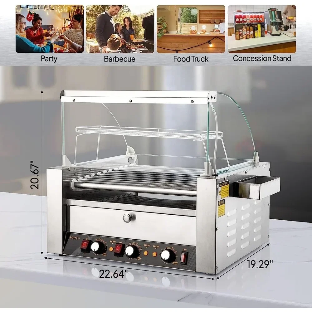 

7/11 Roller 18/30 Hot Dog Sausage Grill Cooker Machine Warmer Desktop Restaurant