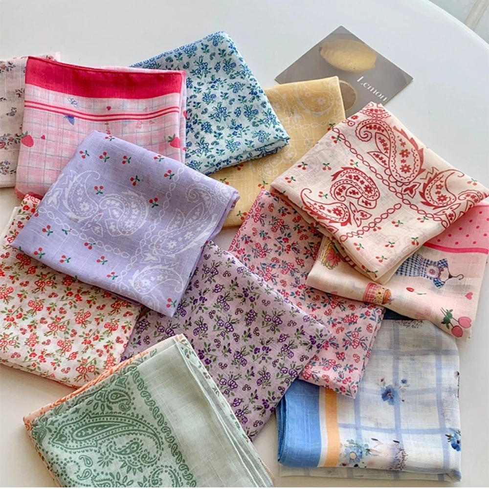 

13Colors Summer Paisley Square Scarf Cute Handkerchief Silk Neck Scarf Cotton Hair Scarf Bandana Headscarf Bag Wrap Women 60cm