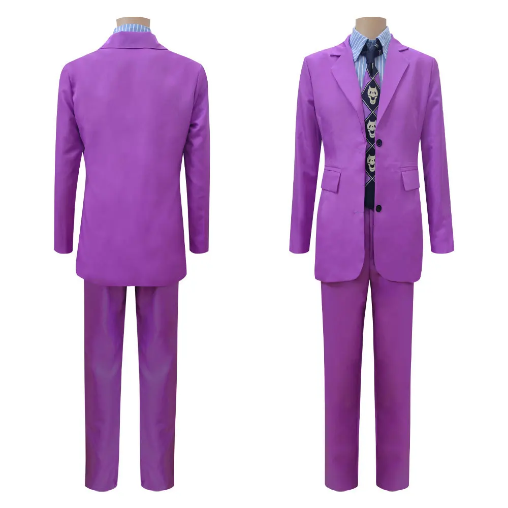 Kira Yoshikage Cosplay Anime JoJo Costume Adventure Yoshikage Kira Purple Suit Cosplay Uniform Costume Wig Outfits