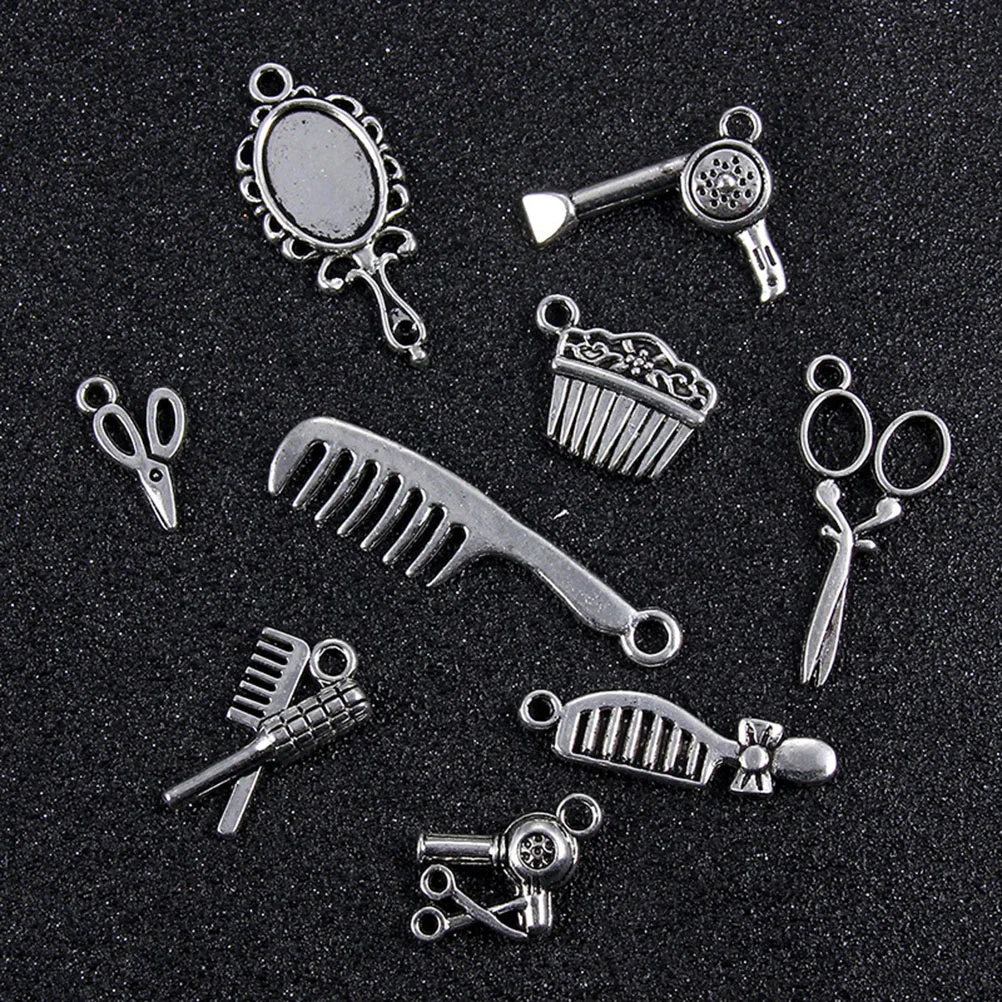 2 Bags 40pcs Creative Silver Mirror Comb Scissors DIY Handmade Ornament Accessories for Friends (Silver)