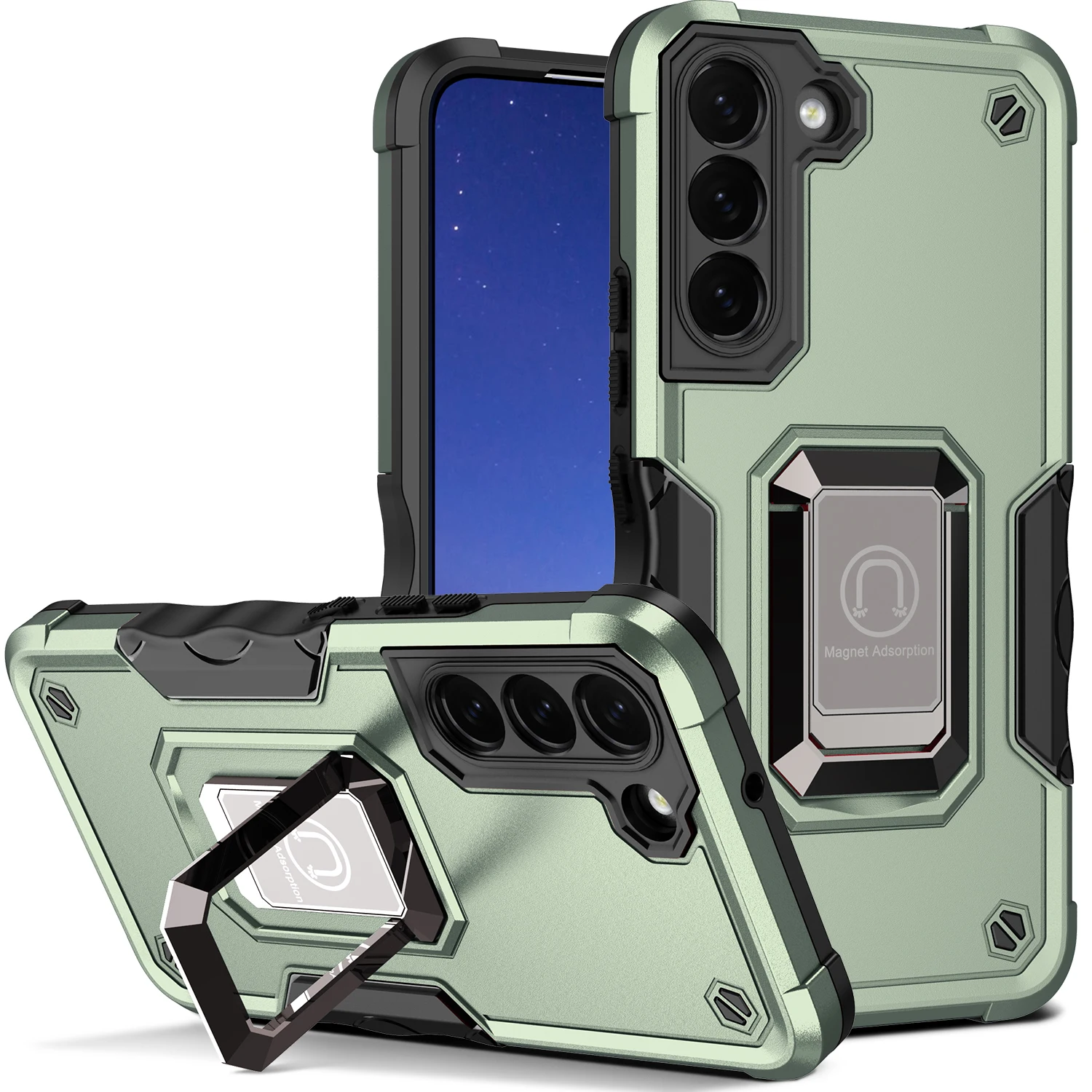 Luxury Armor Bracket Phone Case for Galaxy S24 S23 S22 S21 Plus Ultra FE M53 M51 M32 M30S M31 M23 M22 M21 M12 F41 F23 F22 F12