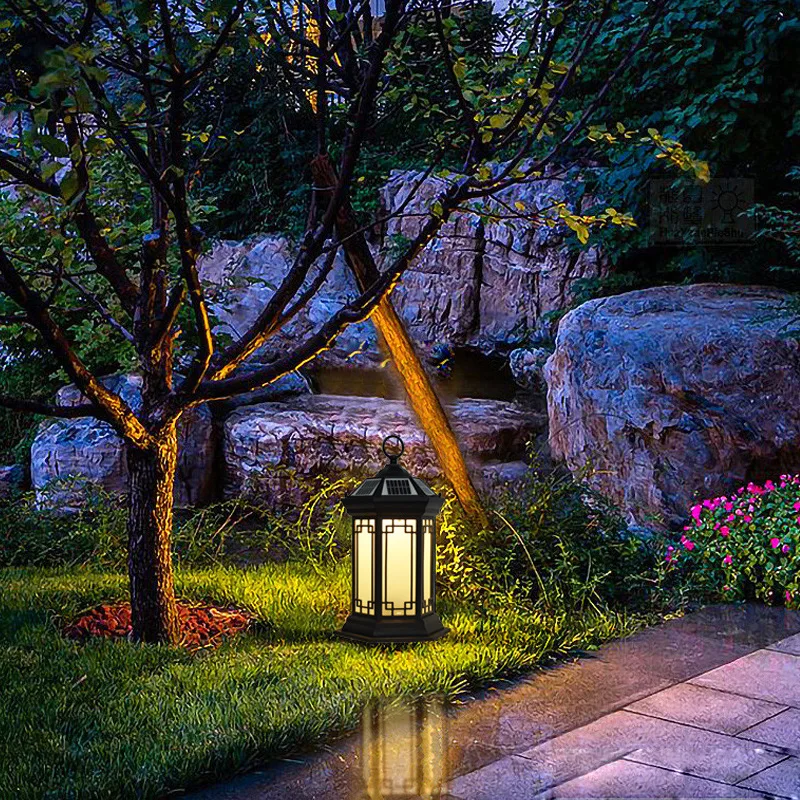 Tengwang Pavilion Gate Head Lamp, LED Solar Enclosure, Colonne, Chinois, Extérieur, Nouveau