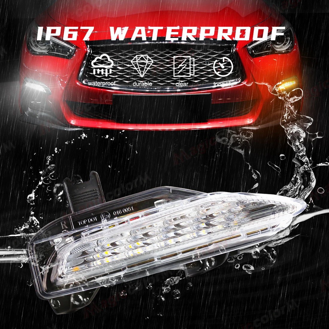 

LED Car DRL For Infiniti Q50 Q50S Sport Model 2014 2015 2016 2017 2018 2019 2020 Turn Signal Lights Daytime Running Lights 12V