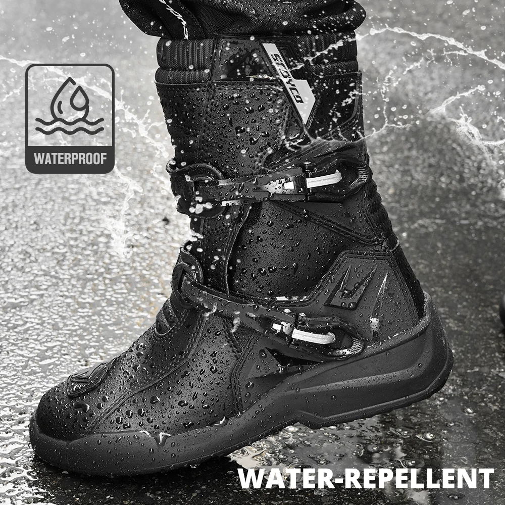 

SCOYCO Waterproof Enduro Motorcyclist Shoes Waterproof Mid-Calf Long Boots Leather Anti-slip Motocross Rally High Top Boots