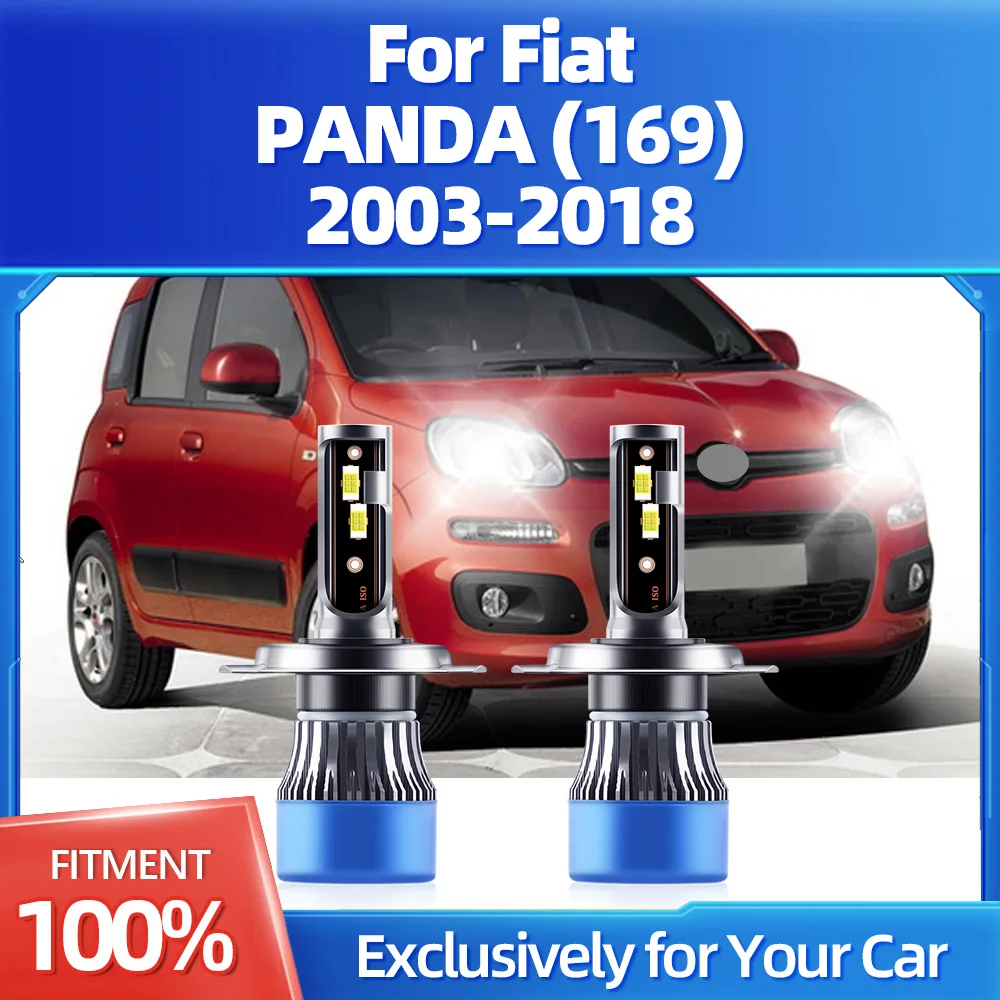 Lampu depan Led mobil, lampu depan daya tinggi otomatis untuk Fiat PANDA (169) 2003 2004 2005 2006 2007 2008 2009 2010 2011 13-2 buah