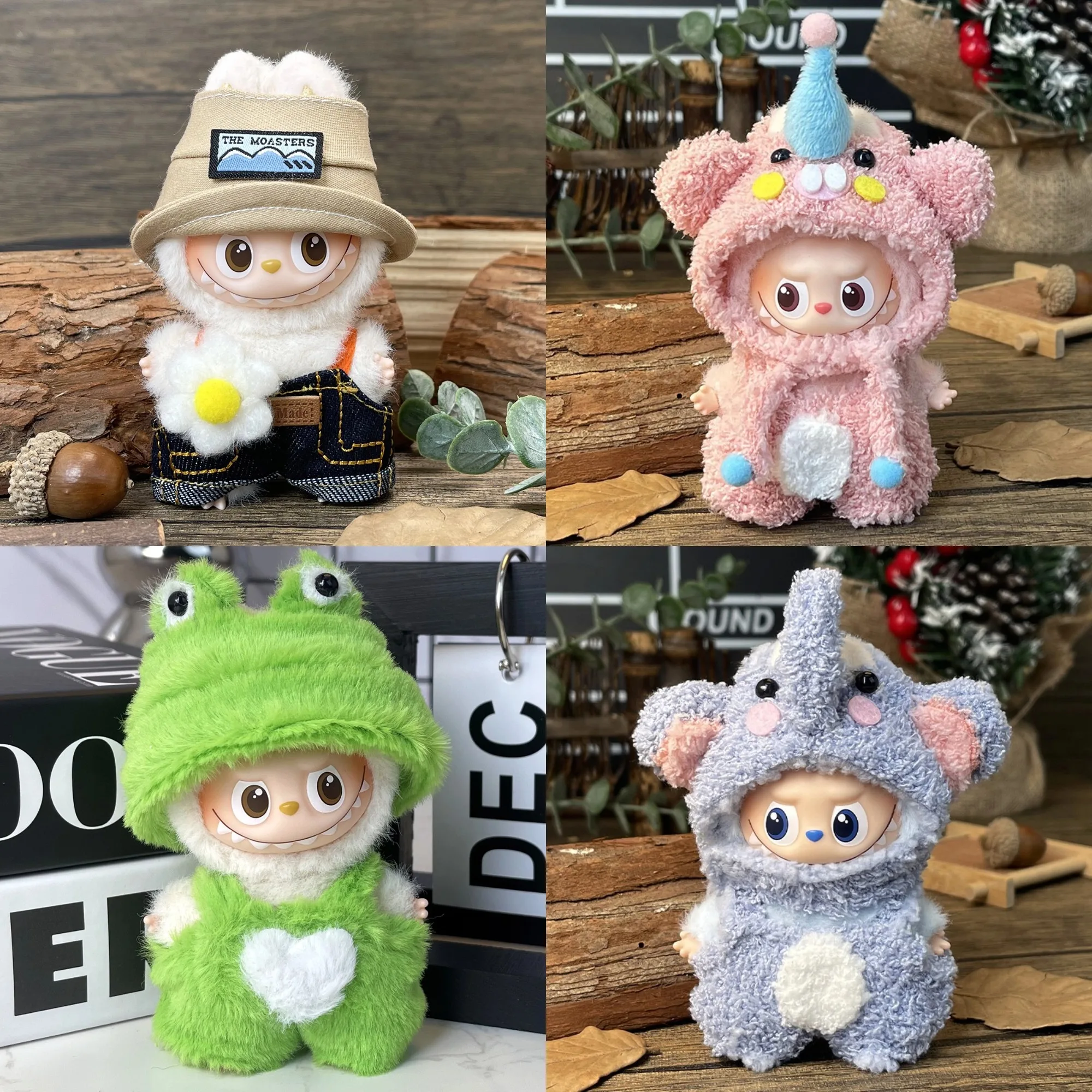 

Clothes For 4th Gen Mini Labubu Heart Code Animal Plush Outfit Set Cute Frog Elephant Pig Costume Clothing for 10cm Vinyl Doll