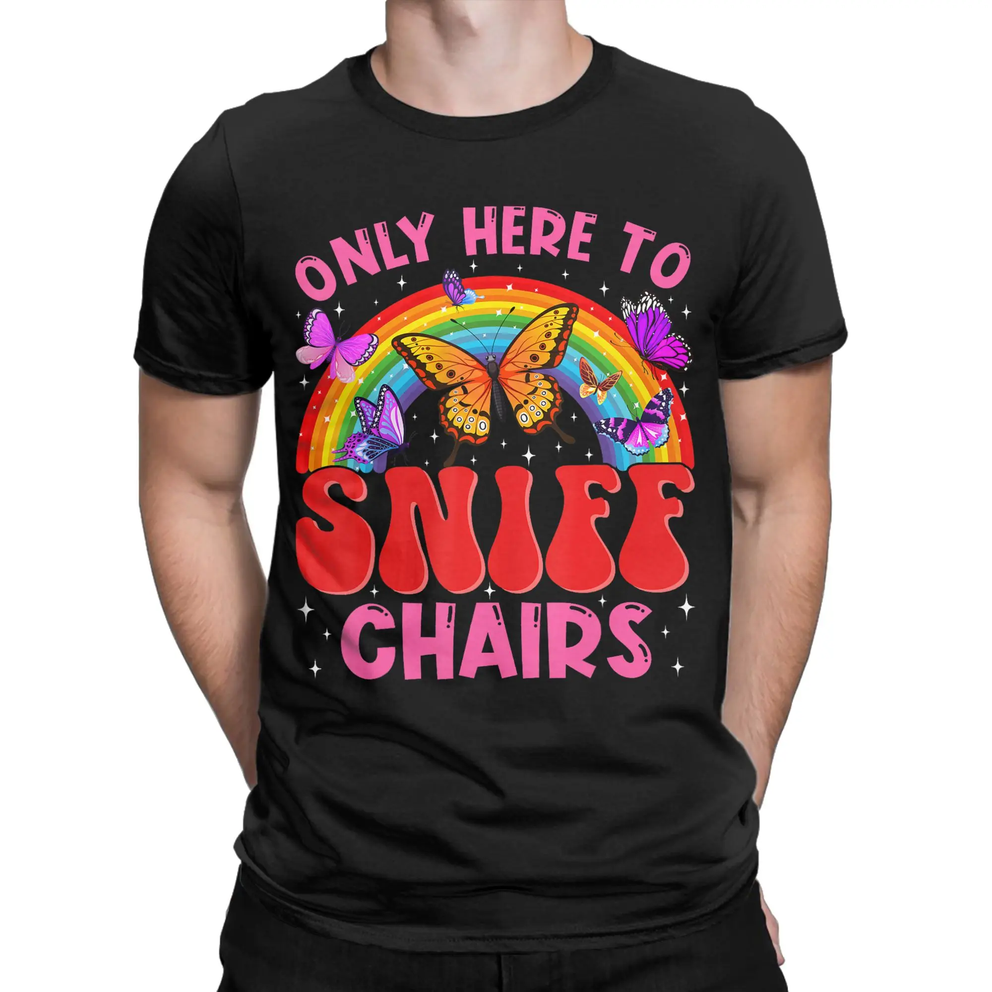 Inappropriate Funny Only Here to Sniff Chair Embarrassing T-Shirt for Men Novelty 100% Cotton Tees Short Sleeve T Shirts Clothes