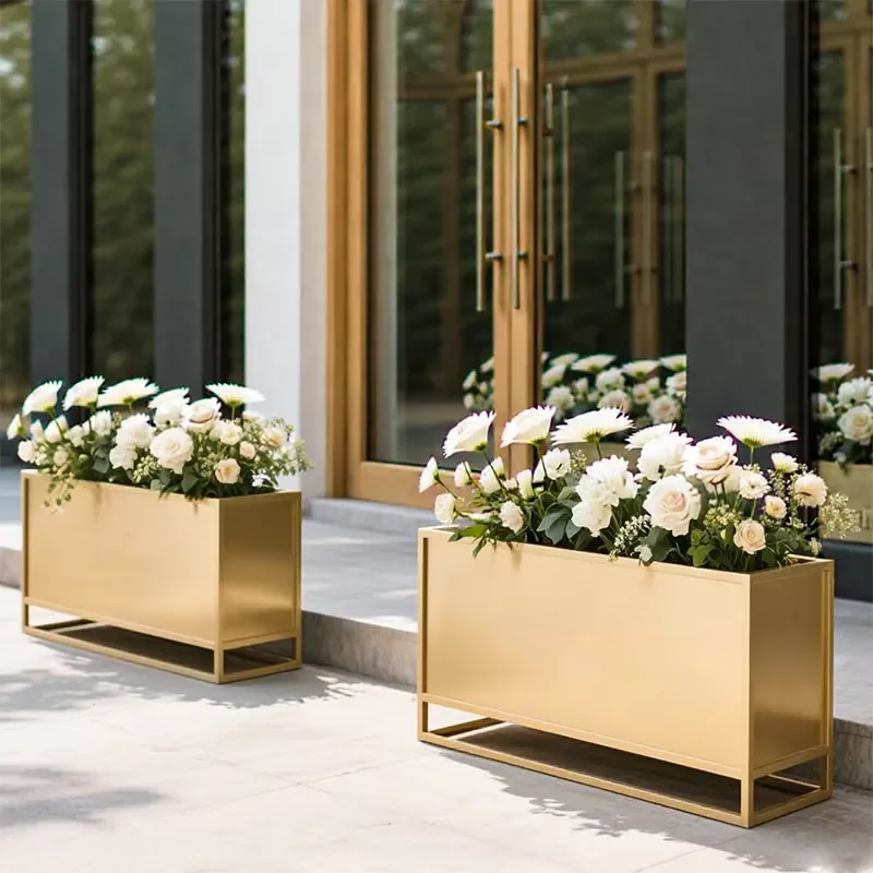 Garden Stainless Steel Flower Box Outdoor Movable Vegetable Planting Rack with Balcony Railing for Home Use