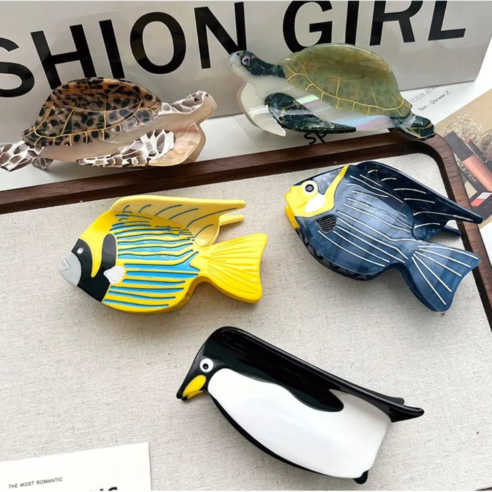 New Ocean Series Hair Clip Sea Creature Shark Penguin Conch Small Fish Cartoon Hair Claw Hair Accessories for Women Headwear