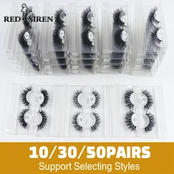 RED SIREN False Eyelashes Bulk 5/30/50 Pairs Handmade Soft Fluffy Mink Lashes Makeup Natural Mink Eyelashes Wholesale