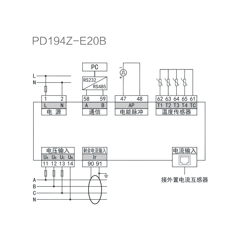 Rail type installation Intelligent energy efficiency monitoring end point Multifunctional power meter