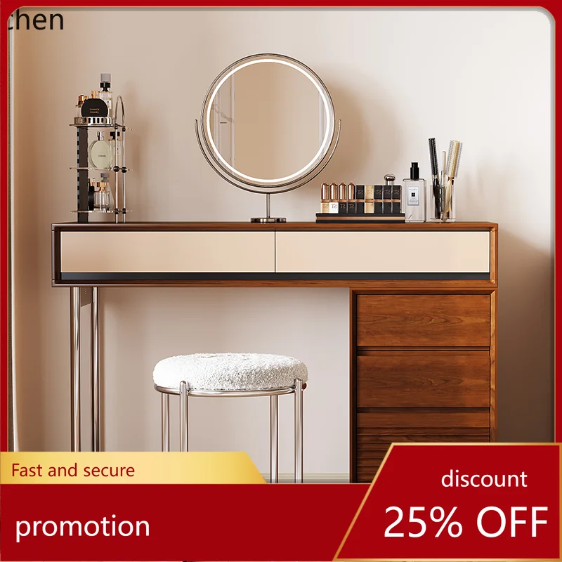 

H1 solid wood dresser storage combination makeup table mirror small apartment modern simple chest