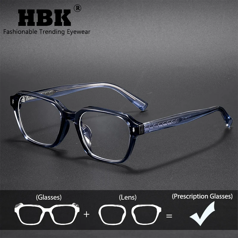 HBK Fashion Men's Optical Glasses Square High-Quality Tr-90 Frame Customized Prescription Eyeglass Women's Daily Glasses