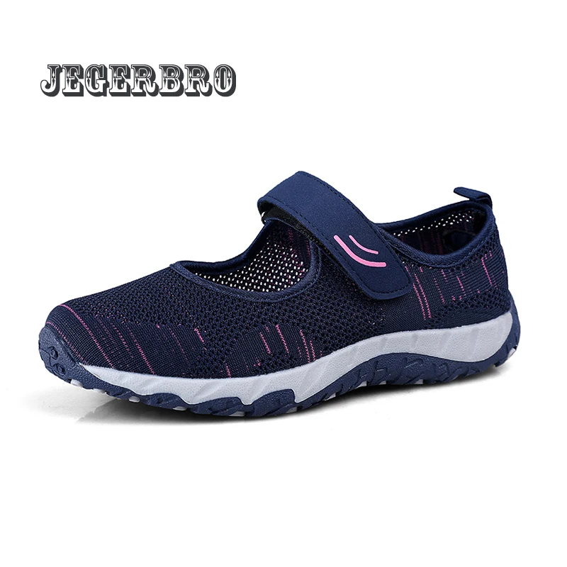 Women Walking Fitness Mesh Loafers Rubber Sole Summer Sports Shoes Outdoor Flats Breathable Sneakers Big Size 35-41