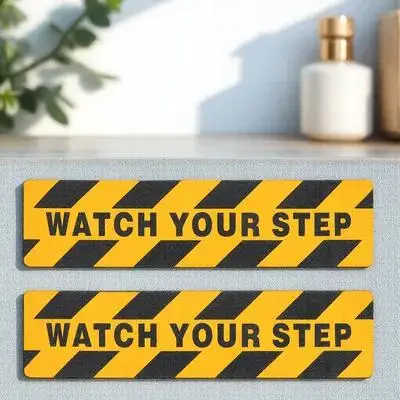 2Pcs Watch Your Step Non Slip Floor Tape Safety Tape for Stairs Caution Warning Stickers Floor Adhesive Decals