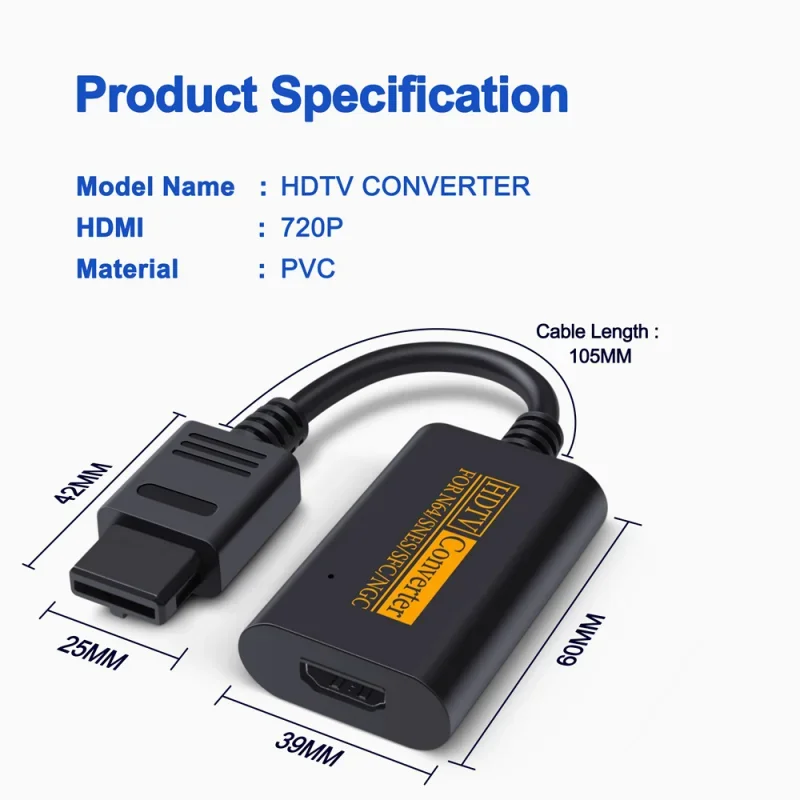 N64 Cable Adapter to HDMI Converter HDTV Converter HDMI for Nintend 64 Gamecube SNES NGC Plug And Play Full Digital 720P view 5