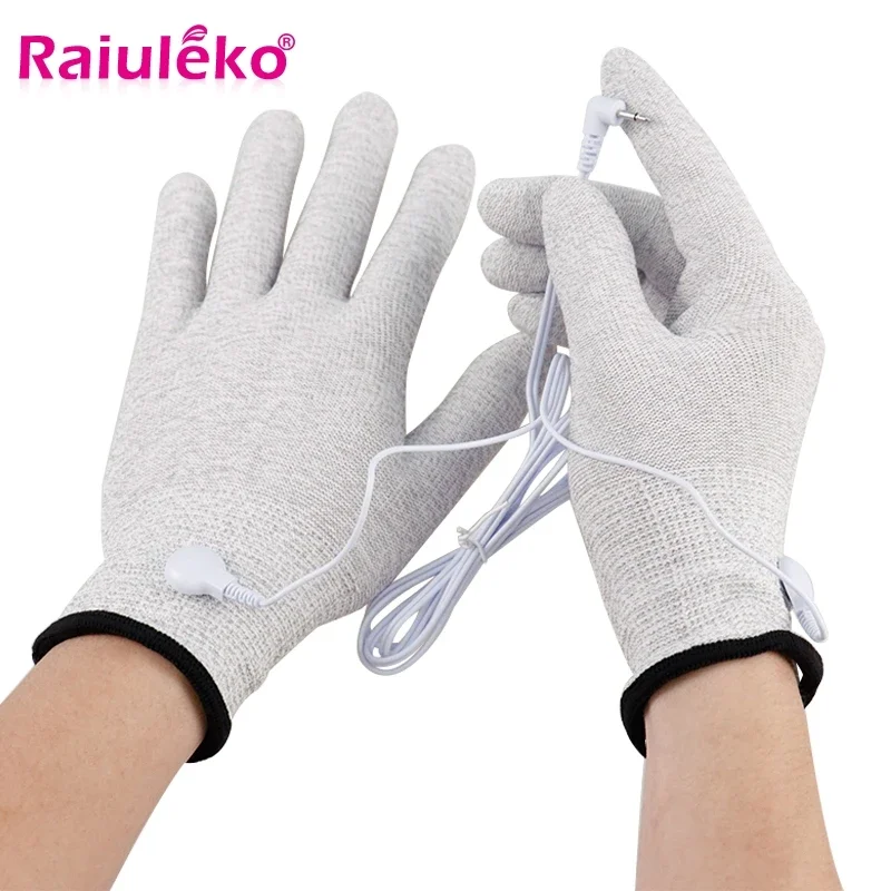 Tens Acupuncture Therapy Electrode Massage Slippers Conductive Silver Fiber TENS/EMS Electrode Therapy White Electrode Gloves