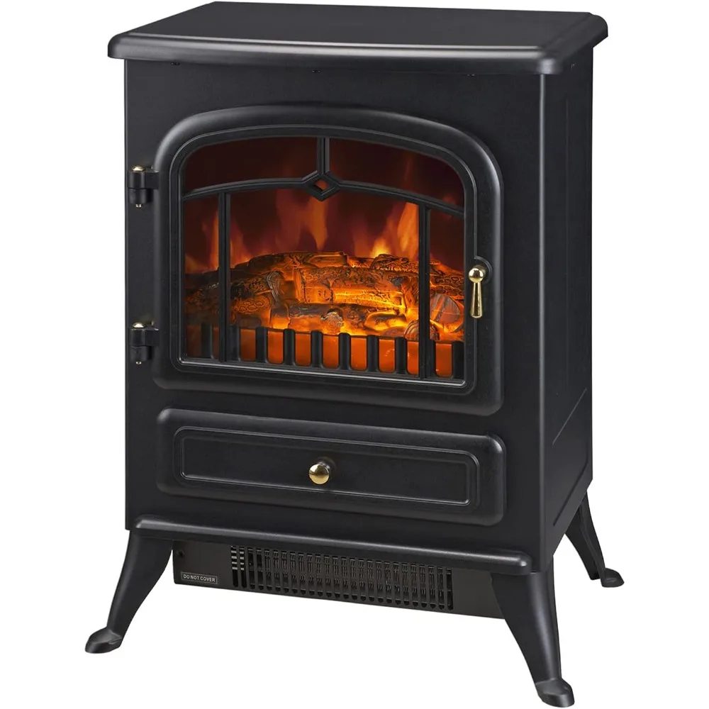 

Electric Fireplace Heater, Freestanding Fire Place Stove with Realistic LED Flames and Logs, and Overheating Protecti