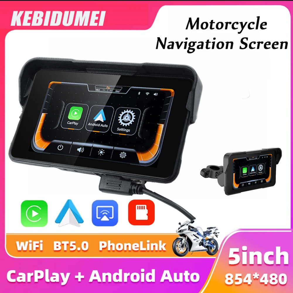 

5-дюймовая цифровая приборная панель мотоцикла, беспроводная CarPlay Moto Android Auto, GPS-навигация, экран, монитор BT5.0, вход TF-карты