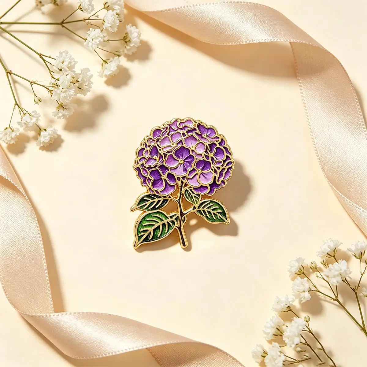 Hydrangea Floral Brooch Lily Red Poppy Flower Metal Enamel Pins Badge on Backpack Clothing Accessories Jewelry Gift for Friend