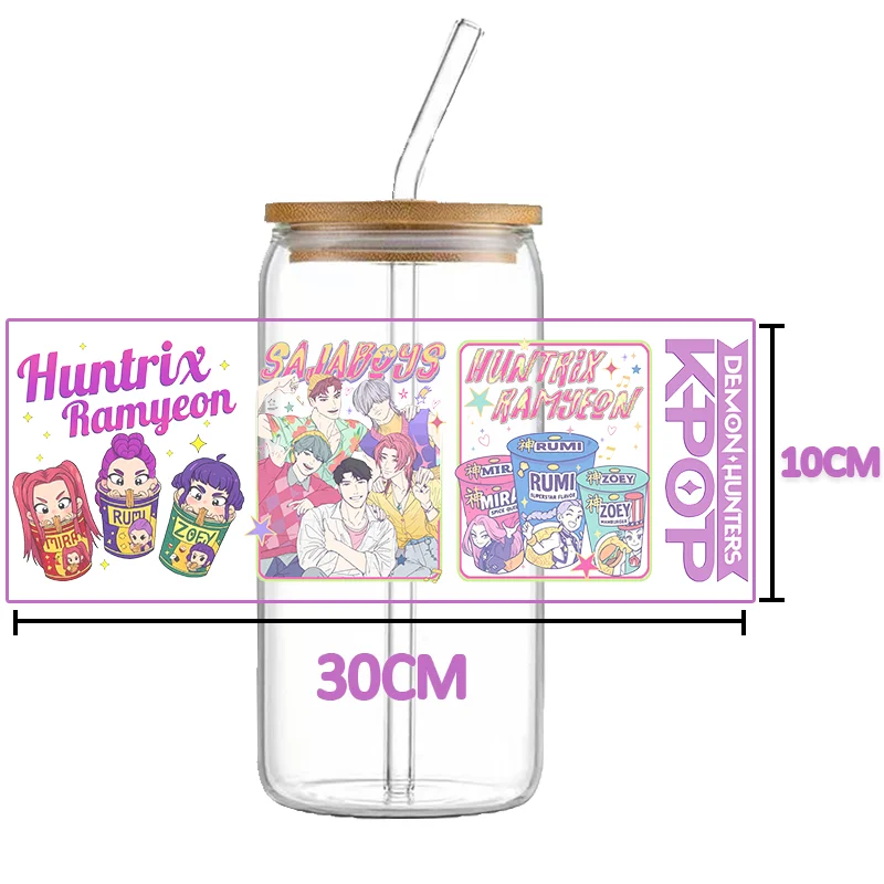 HUNTRX k-pop dtf شيطان الصيادين التفاف نقل الكؤوس ملصق مائي رومي kpop يطبع Uvdtf زجاجة هنتركس ملصق Uv Dtf سيارة k البوب يلتف #5