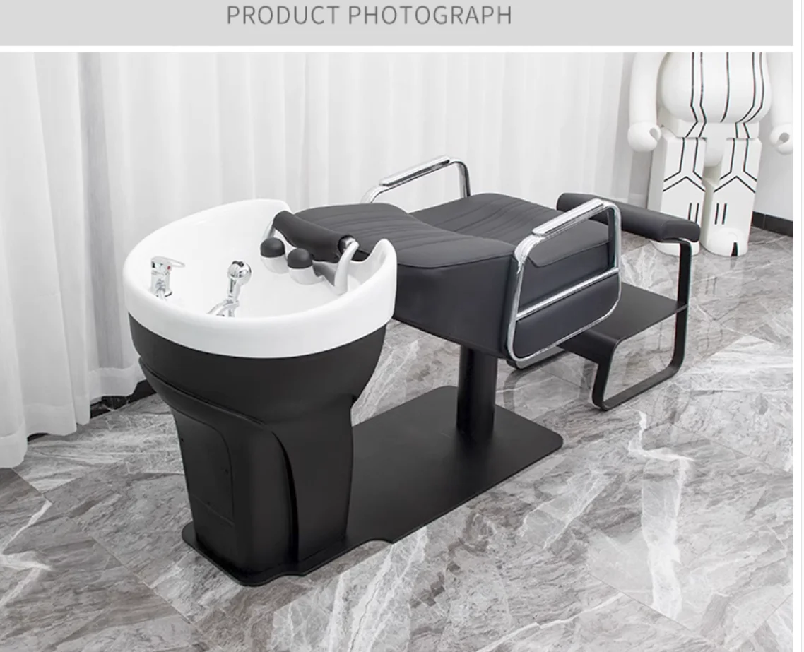 

Ceramic basin shampoo bed, hair salon dedicated hair salon dedicated sitting semi lying hair salon stainless steel flushing bed