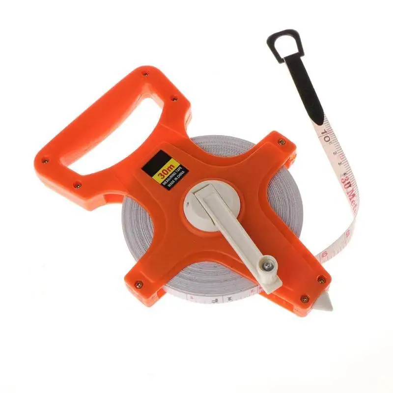 30m 50m 100m Tape Measure Fiberglass Open Reel Measuring Metric Imperial