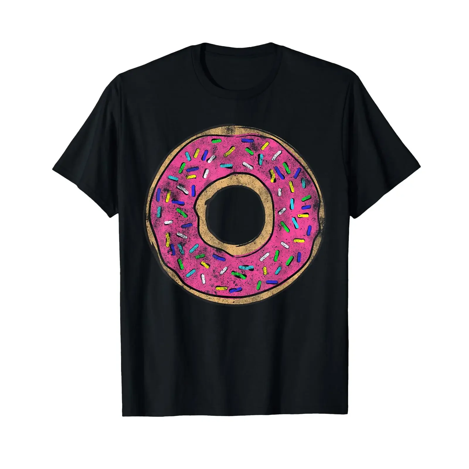 Vintage Big Pink DonuT T Shirt Colorful Sprinkles Doughnut vintage Washed graphic Versatile Soft Casual Unisex homme streetwear