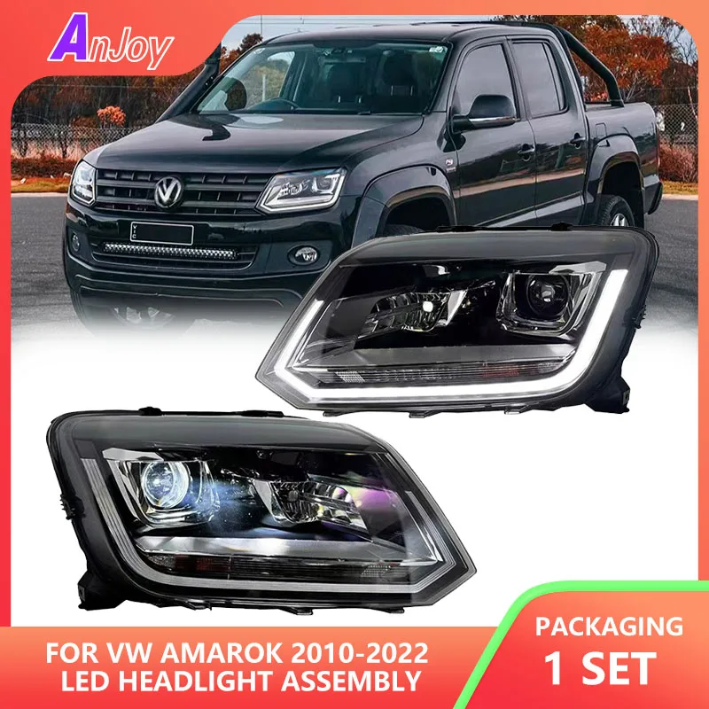 

Автомобильные фары для VW Amarok, светодиодные фары 2010-2022, фары Amarok DRL, указатель поворота, дальний свет, линза проектора «ангельский глаз»