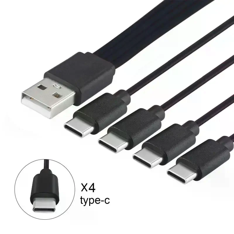 1Pcs 4 In 1 Multi-USB C Splitter Charging Cord For Tablet Laptop PC USB Type C Fast Charging Data Cables