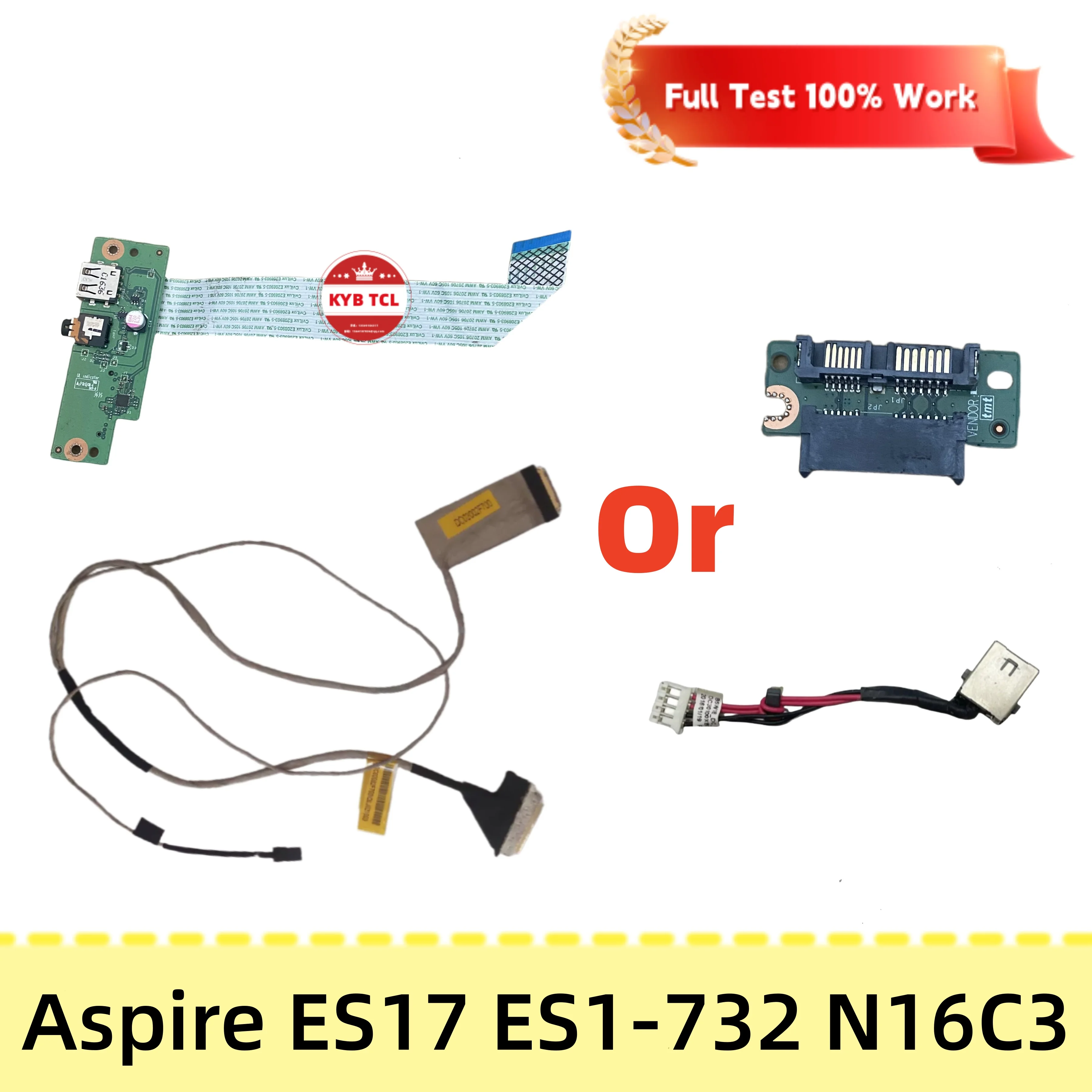B7W1A DC02002F700 LS-D671P NBX0001WX00 Placa de Unidad de DVD Óptica ODD, Placa de Audio USB, Conector de Alimentación DC IN, Pantalla LCD, Cable de Video para Acer Aspire ES17 ES1-732 N16C3 LS-D641P