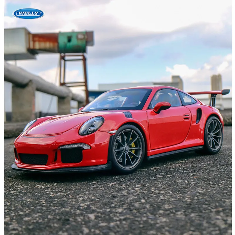 welly 1:24  Porsche 911 GT3 RS red car  alloy car model simulation car decoration collection gift toy Die casting model boy toy