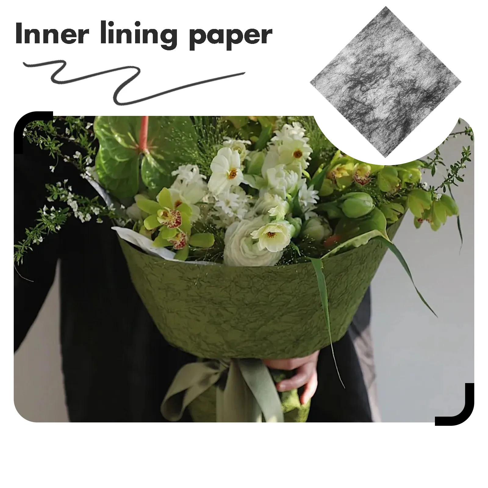 50 Sheets Elegant Floral Wrapping Paper Cotton Candy Lining Waterproof Pear Paper for Flower Bouquets DIY Decorative Art Present - view 3
