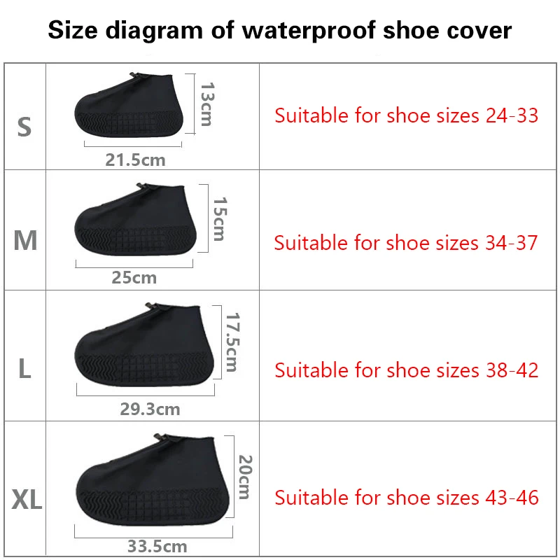 Tampas impermeáveis para sapatos antiderrapantes, reutilizáveis, dobráveis, silicone, capas de sapatos de chuva com zíper, protetores de sapatos ao ar livre, novos, 1 par