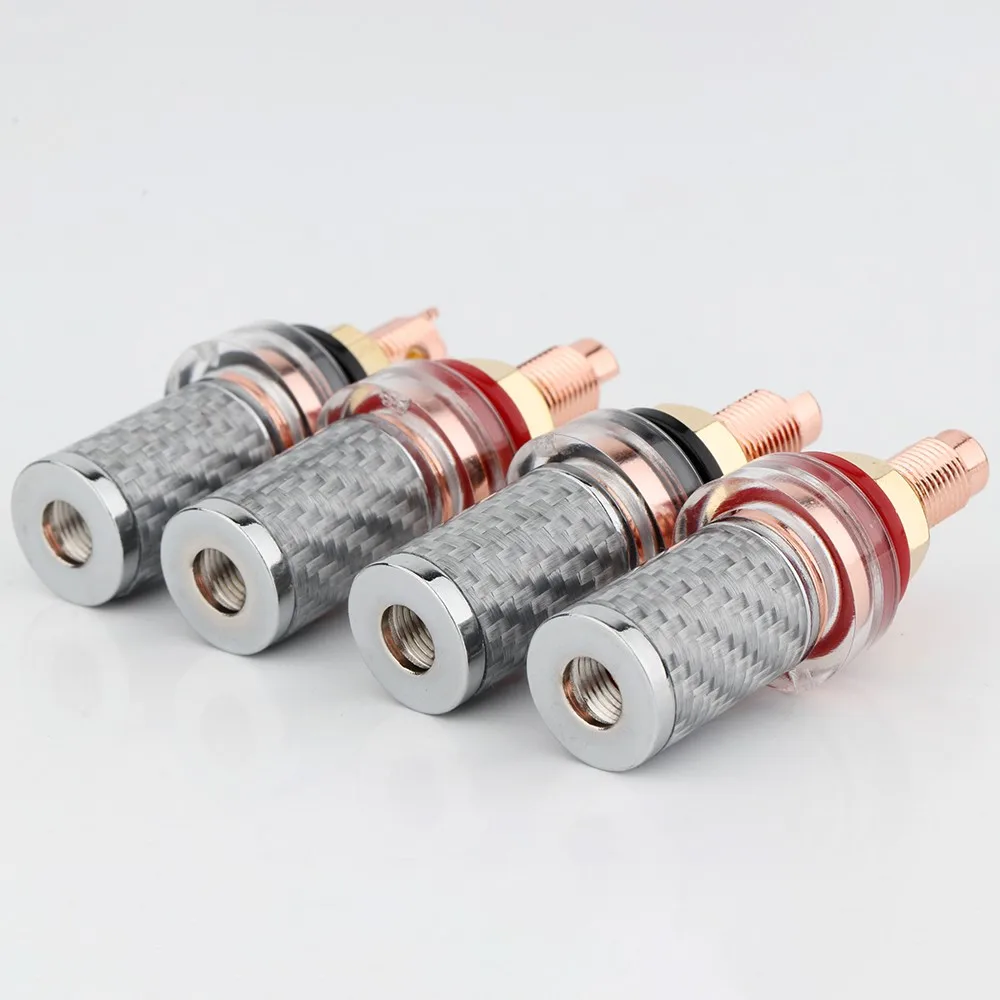Preffair BP1122 4 Stuks Koolstofvezel OFC Verkoperd Luidspreker Terminal Lange/Korte Binding Post 4mm Jack Banaanstekker socket