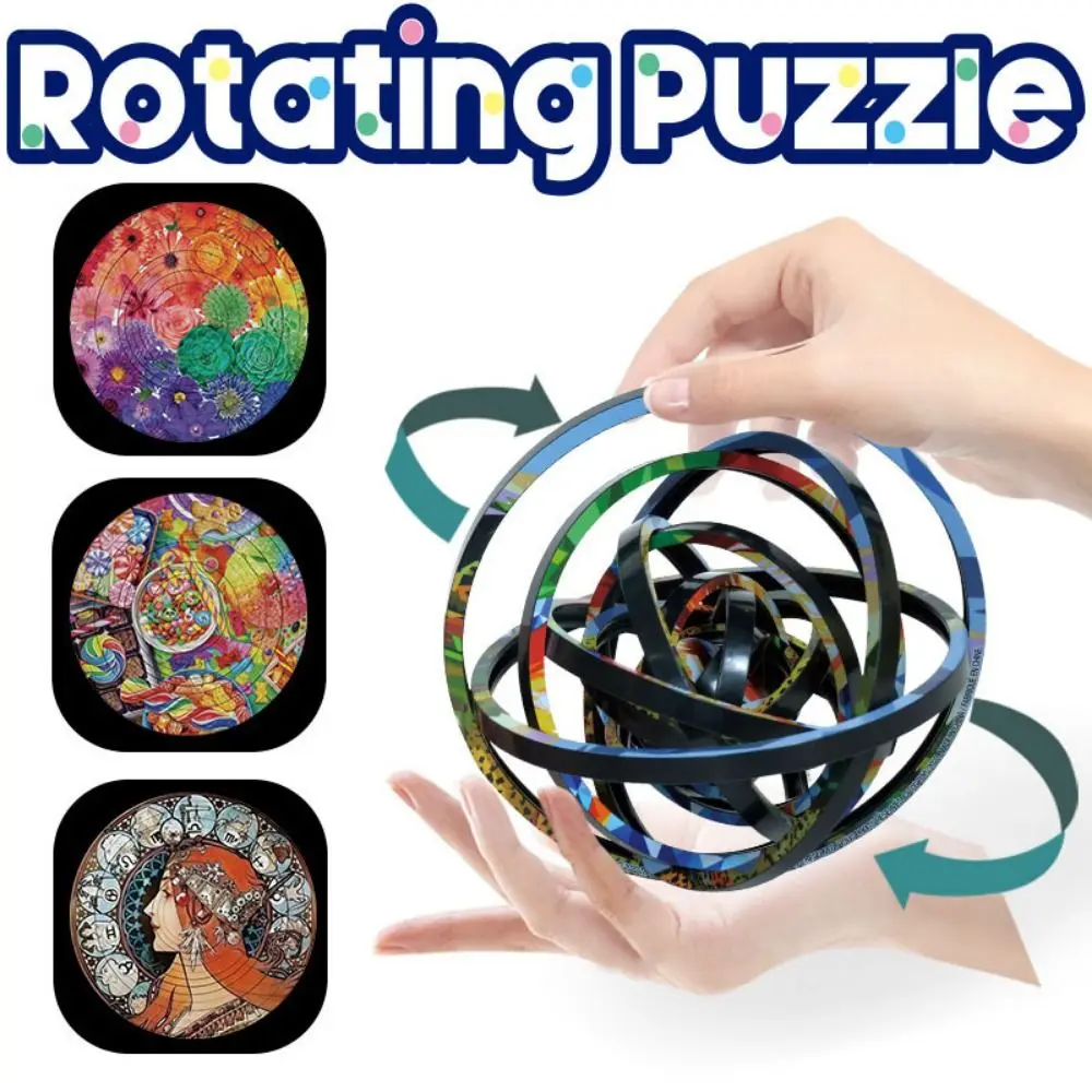 

360° Rotating 3D Rotating Puzzle Cat DIY Spinners Ball Jigsaw Building Block Creative Double Sided Rotating Ball Toy
