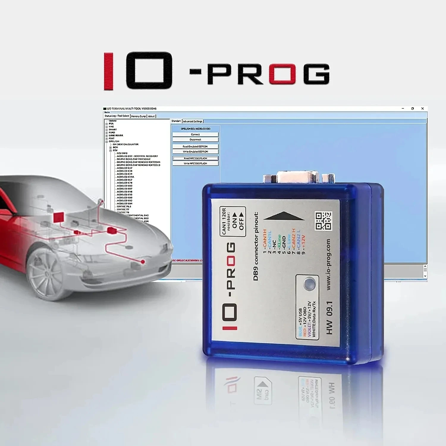 IO-PROG IO PROG New license PSA BSI with IOProg for Opel/ GM ECU BCM TCM EPS Combination of K-line and CAN support BD9 and OBD