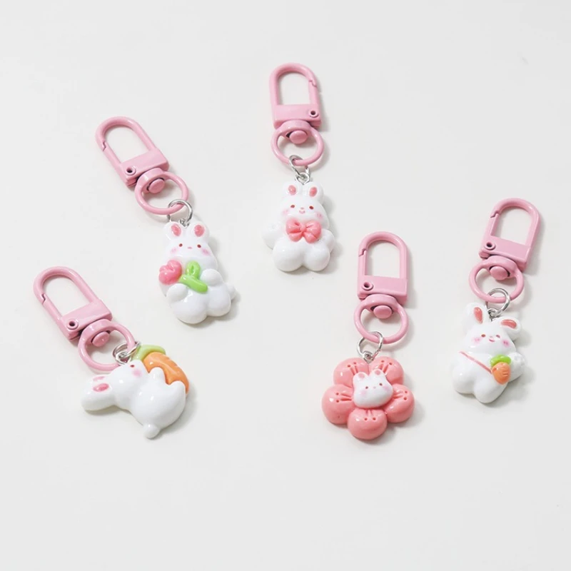 10/20 Pieces of Assorted Styles, Pink Rabbit Resin Keychains, Soft Animal Bag Charms, Sweet Decorative Gifts, Ideal Choice for Gifting to Friends and Students