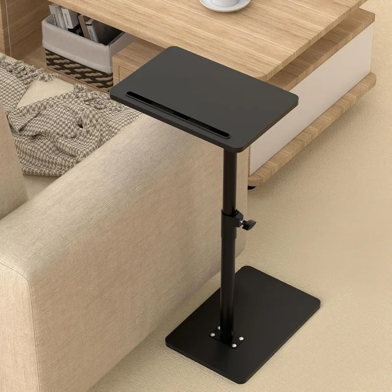 Sofa Armrest Tray Table for Couch - 360° Swivel Height Adjustable End for Small Spaces, Snack Side Table for Bed or Chair