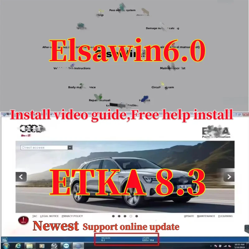 

Suitable for V/W+AU/DI+SE/AT+SKO/D Etka 8.3 equipped with ELSAWIN 6.0 latest maintenance software group vehicle electronic parts